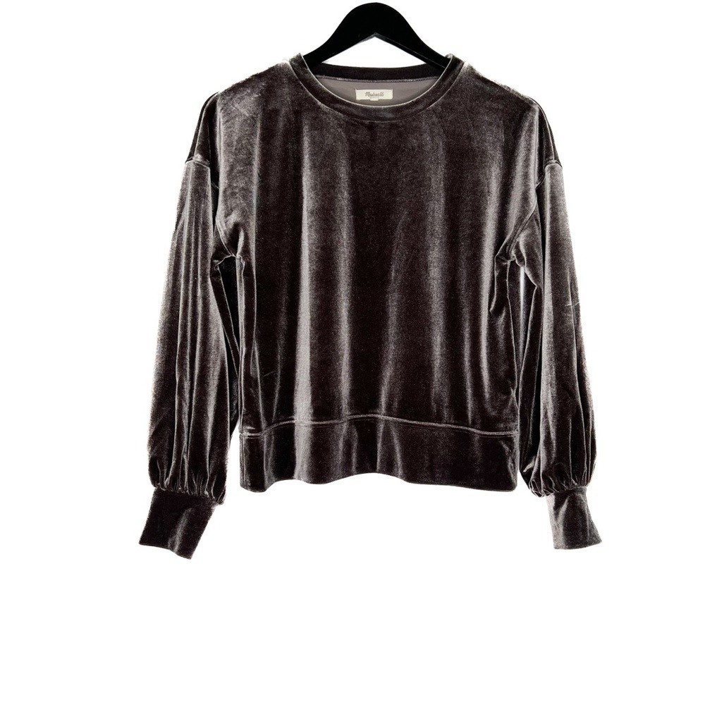 Madewell Sweater Velvet Balloon-Sleeve Sweatshirt - Picture 2 of 6